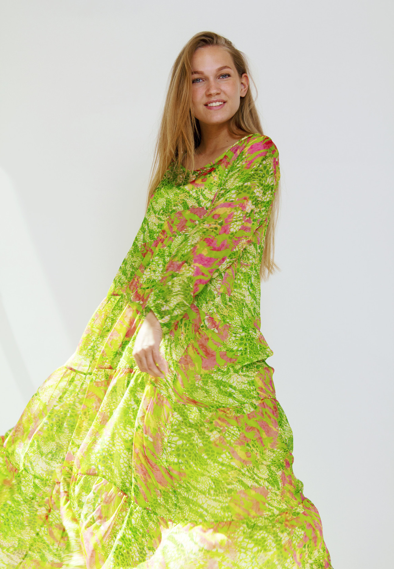 BOHEMIAN DRESS LONG SNAKE GREEN - Benben Gypsy Boho Dress