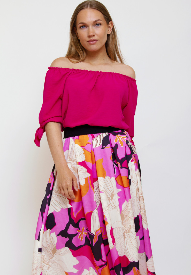 TALKING FRENCH Off schoulder blouse - fuchsia
