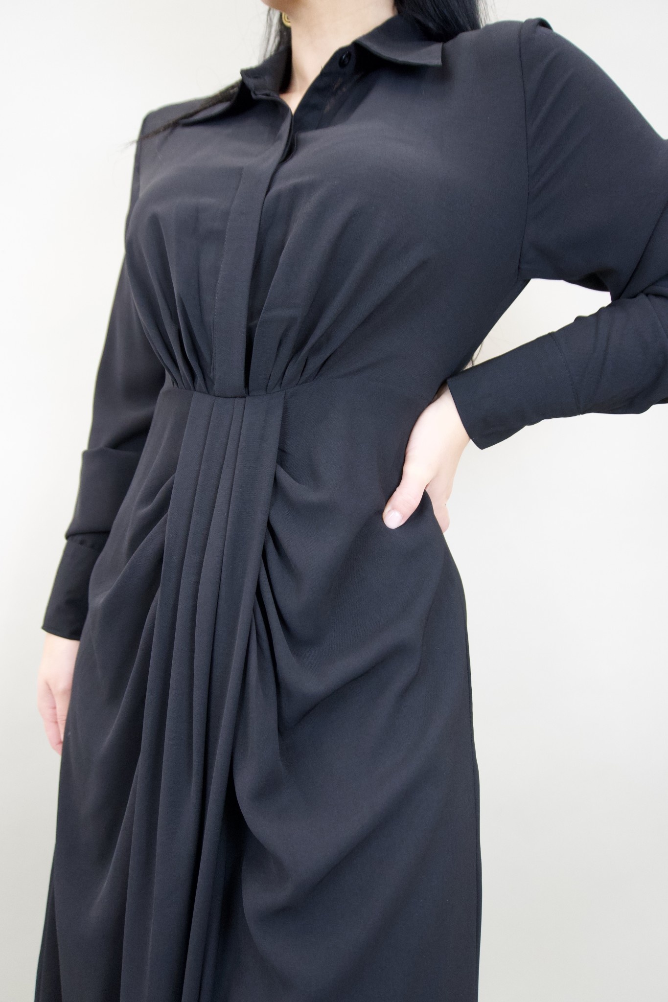 maxi overhemdjurk zwart