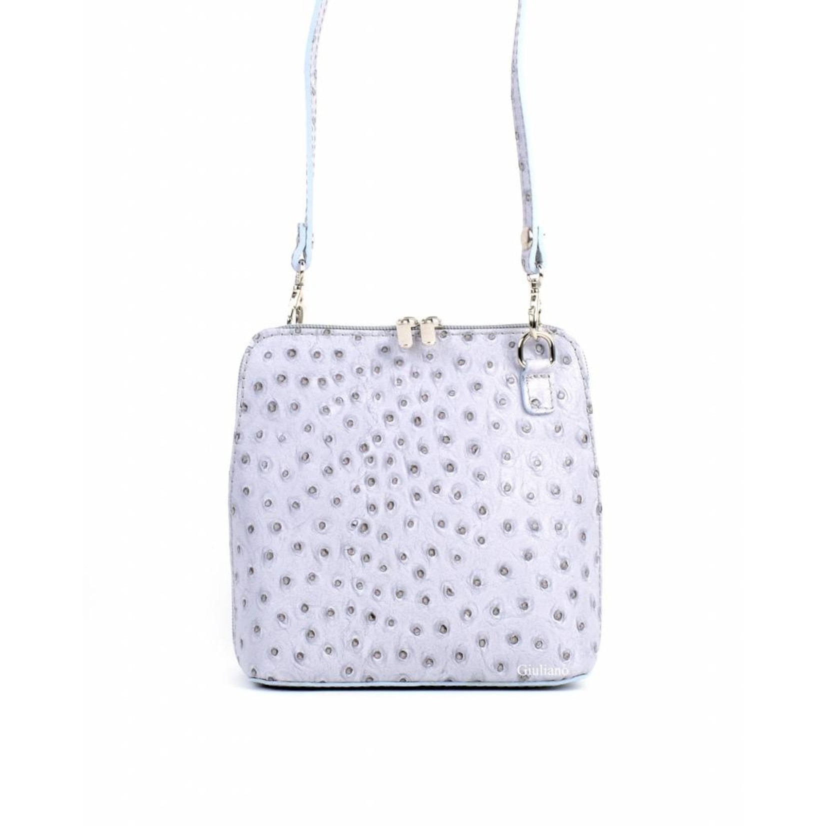 Giuliano Lederen schoudertasje struisvogelprint