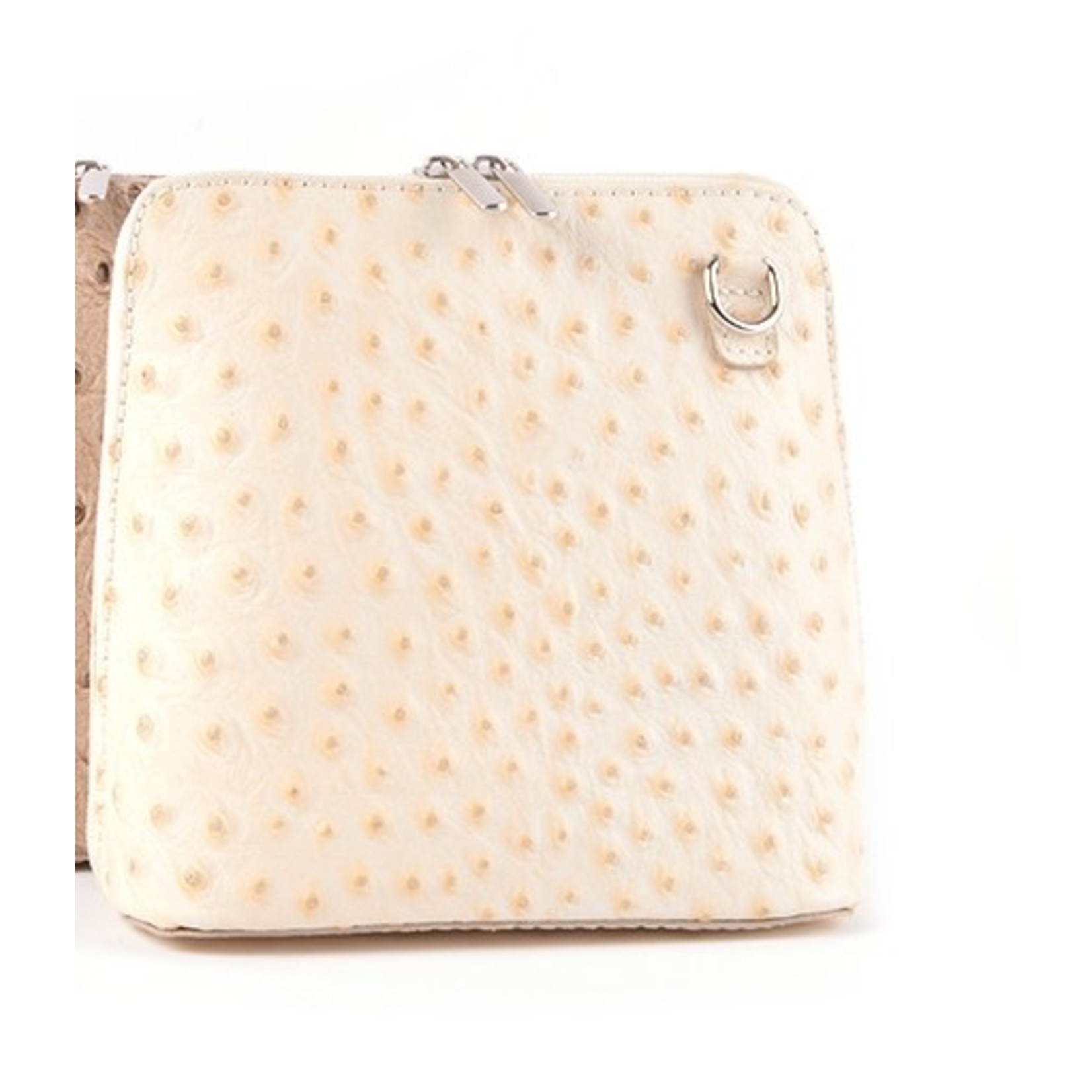 Giuliano Lederen schoudertasje struisvogelprint