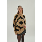 24Colours Bruin zwarte trui swirl