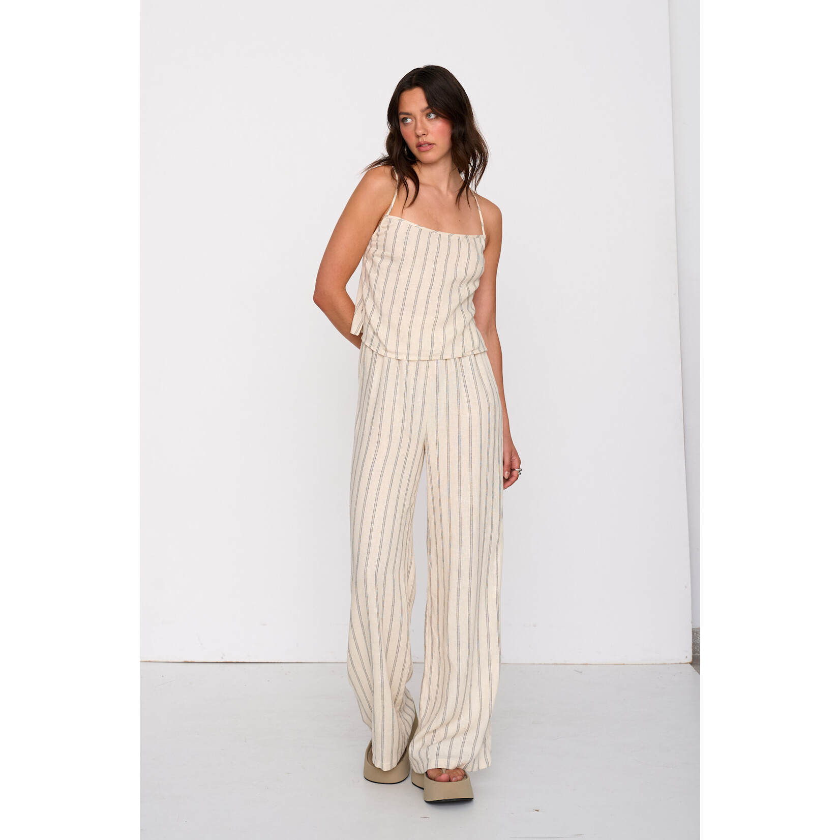 24Colours Broek streep linnen/viscose