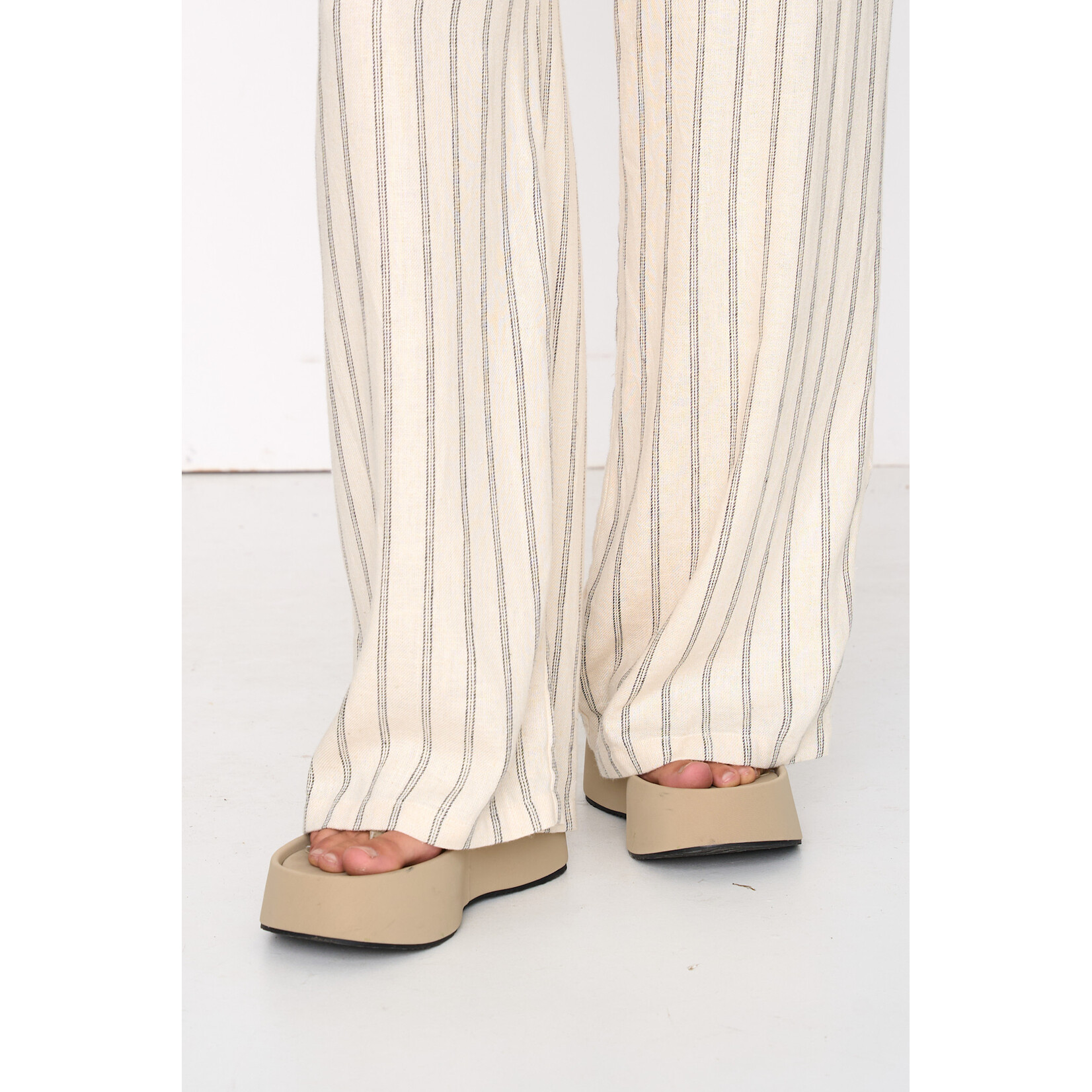 24Colours Broek streep linnen/viscose