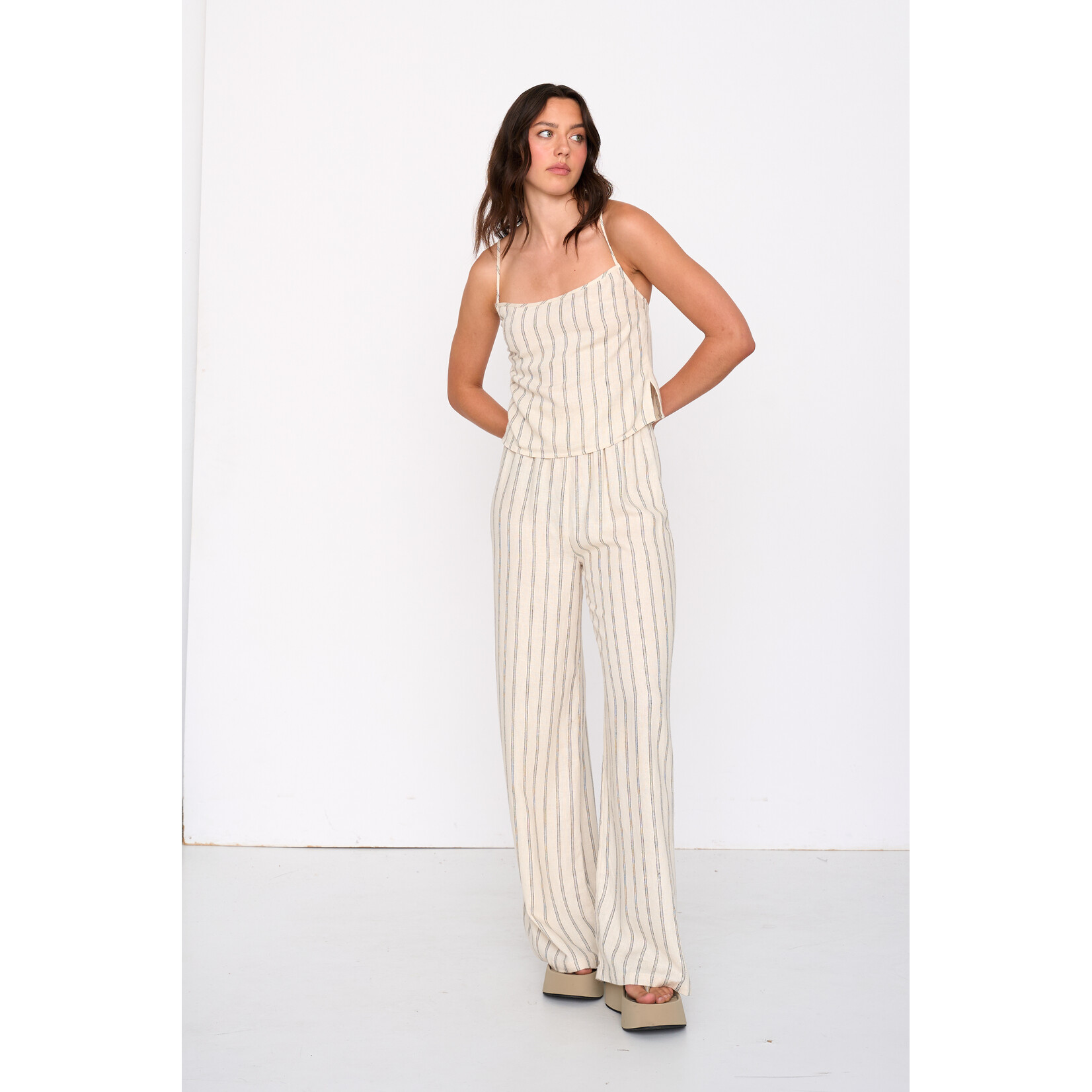 24Colours Top streep linnen/viscose