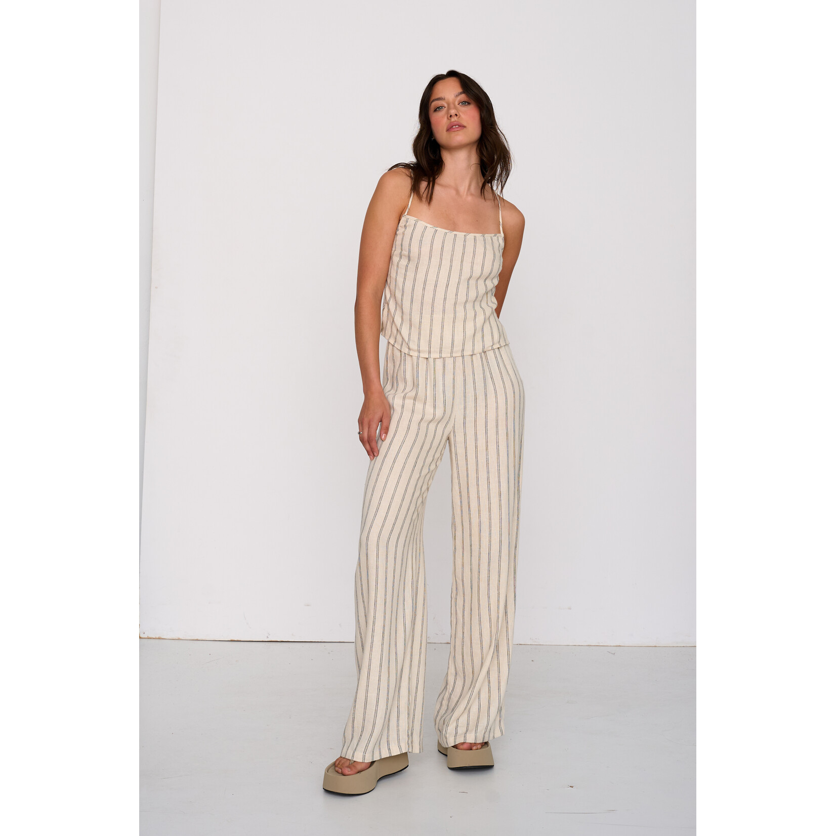 24Colours Top streep linnen/viscose