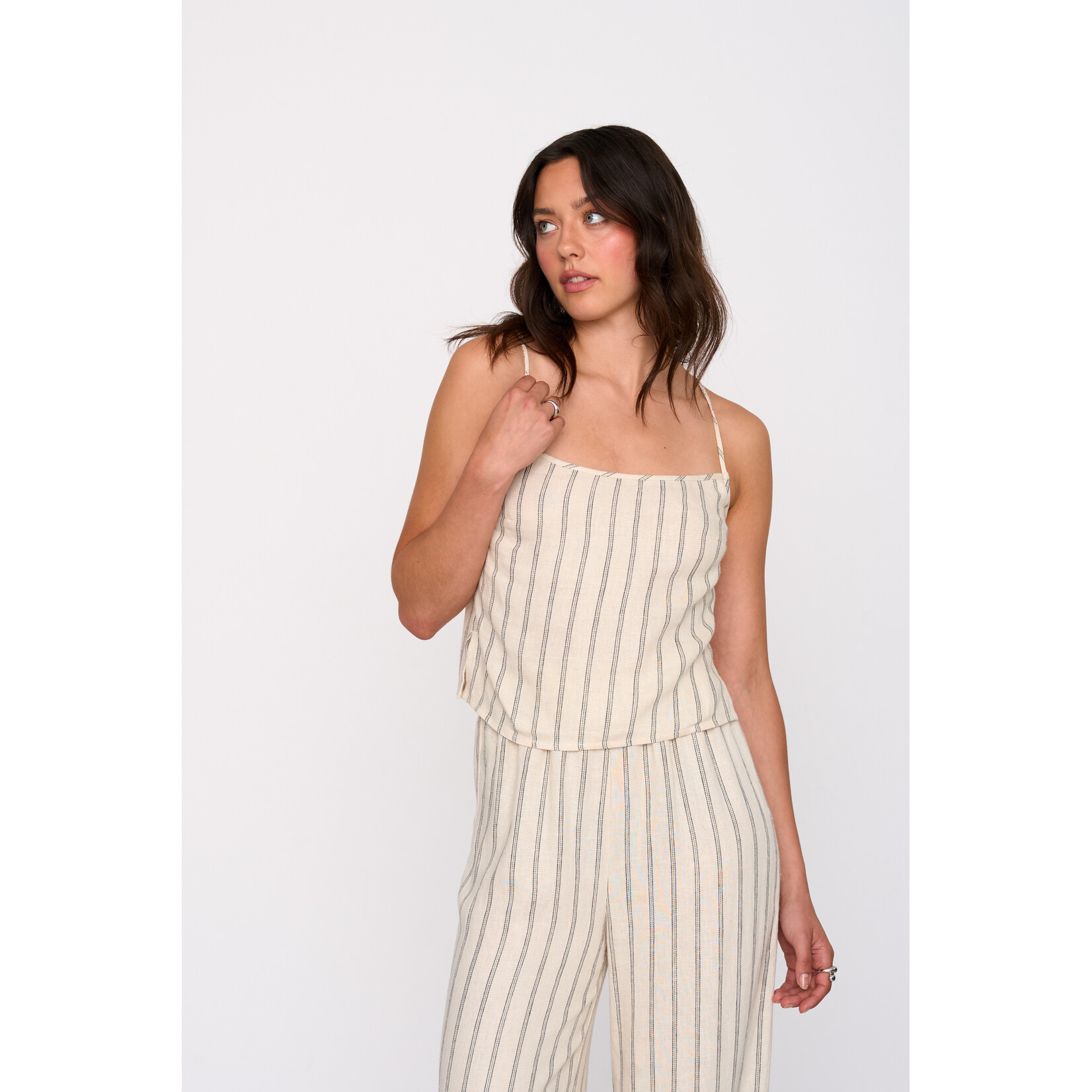 24Colours Top streep linnen/viscose