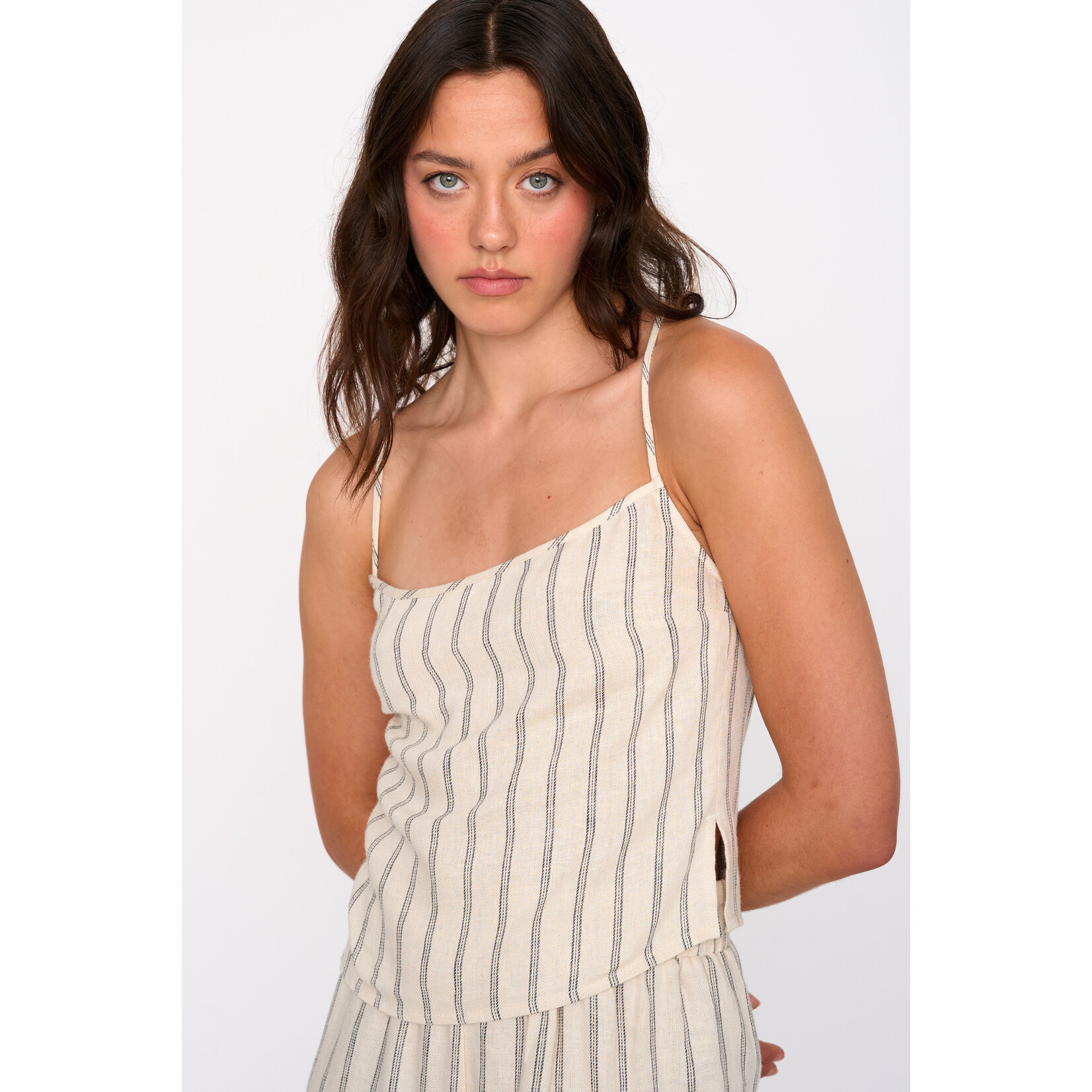 24Colours Top streep linnen/viscose