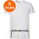 T-shirt extra lang W2wear wit 5-pack