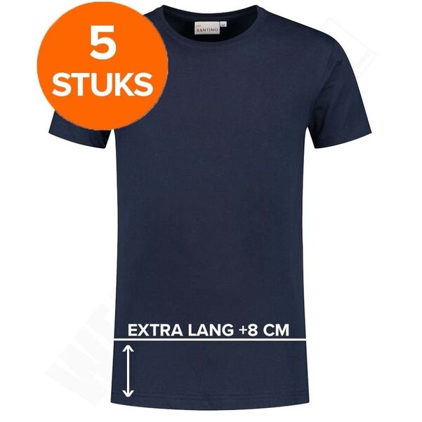 Santino T-shirt extra lang Jace plus navy 5-pack