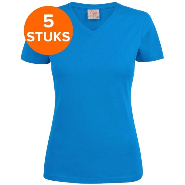 Dames t-shirt v-hals Printer 5 pack