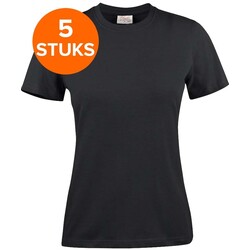 Printer Heavy T-shirt Dames Ronde hals 5 pack