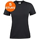 Printer Heavy T-shirt Dames Ronde hals 5 pack