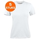 Printer Heavy T-shirt Dames Ronde hals 5 pack