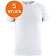 Printer Heavy T-shirt Ronde hals 5 pack wit