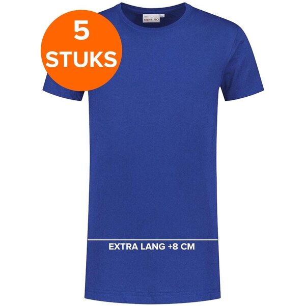 Santino T-shirt extra lang Jace plus Kobaltblauw 5-pack