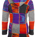 Pure Wool vest lang Chantal WJK-2360 multikleur oranje met fleece voering