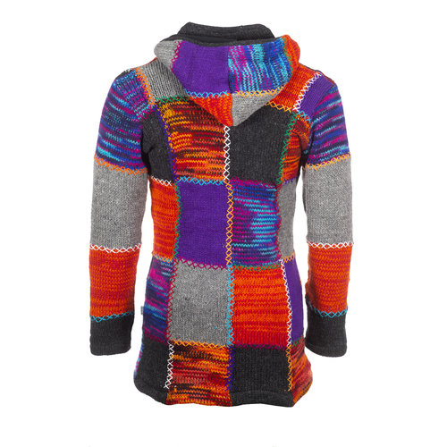 Pure Wool vest lang Chantal WJK-2360 multikleur oranje met fleece voering