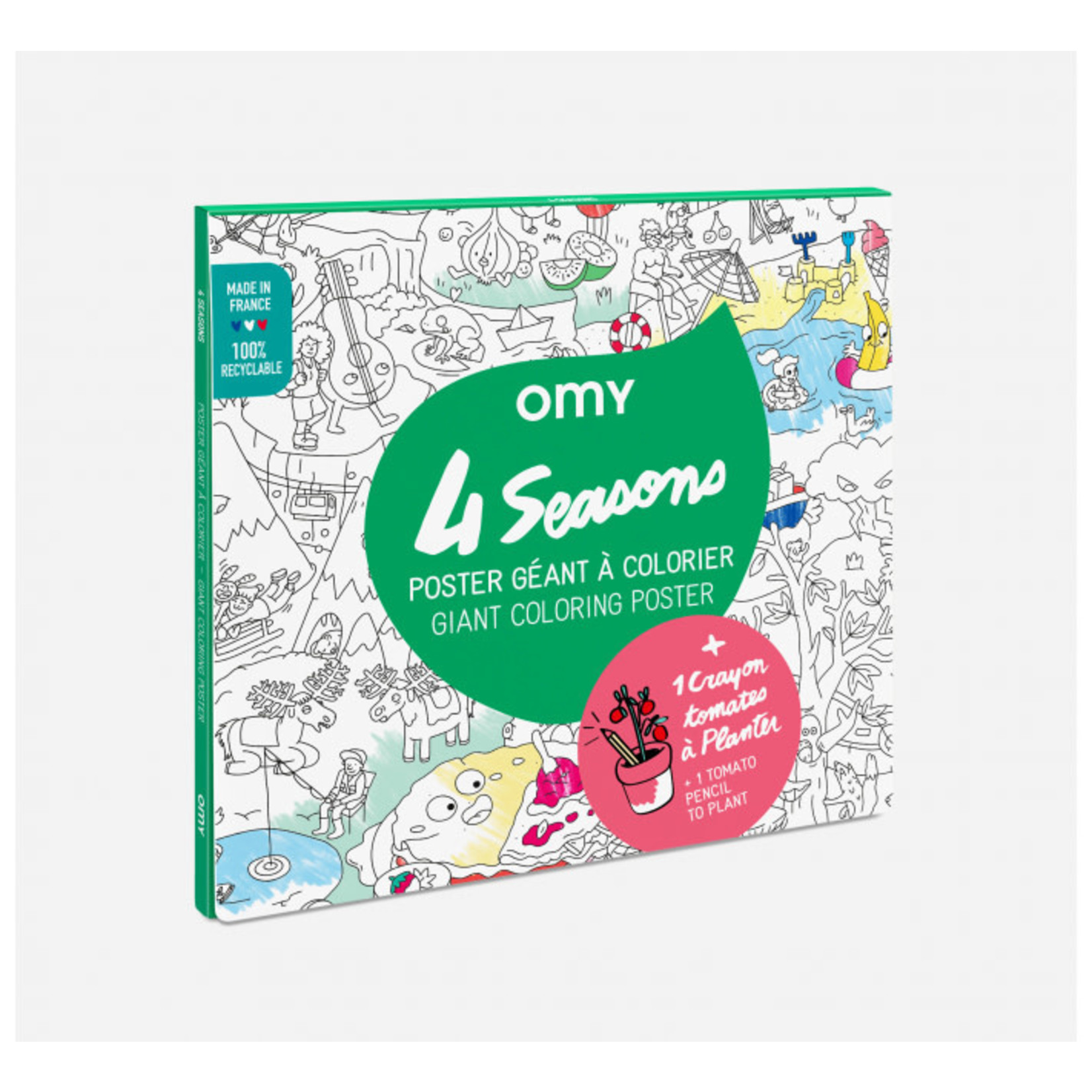 Omy Omy – Poster géant à colorier – 4 saisons + crayon à planter