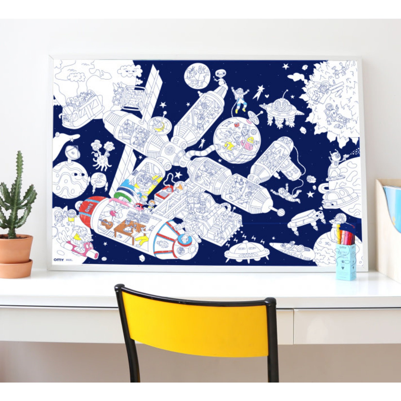 Omy Omy – Poster géant à colorier – space + stickers