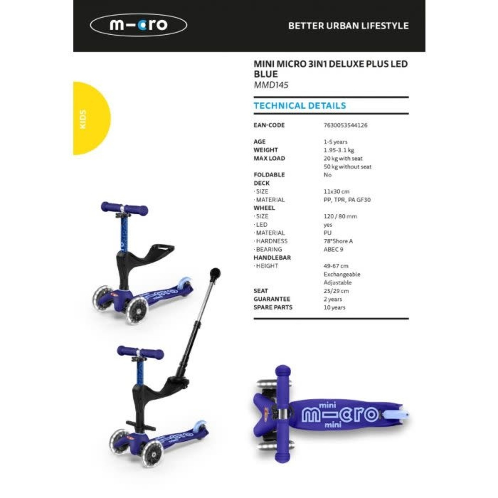 Micro Micro – mini deluxe 3 in 1 LED – Blue