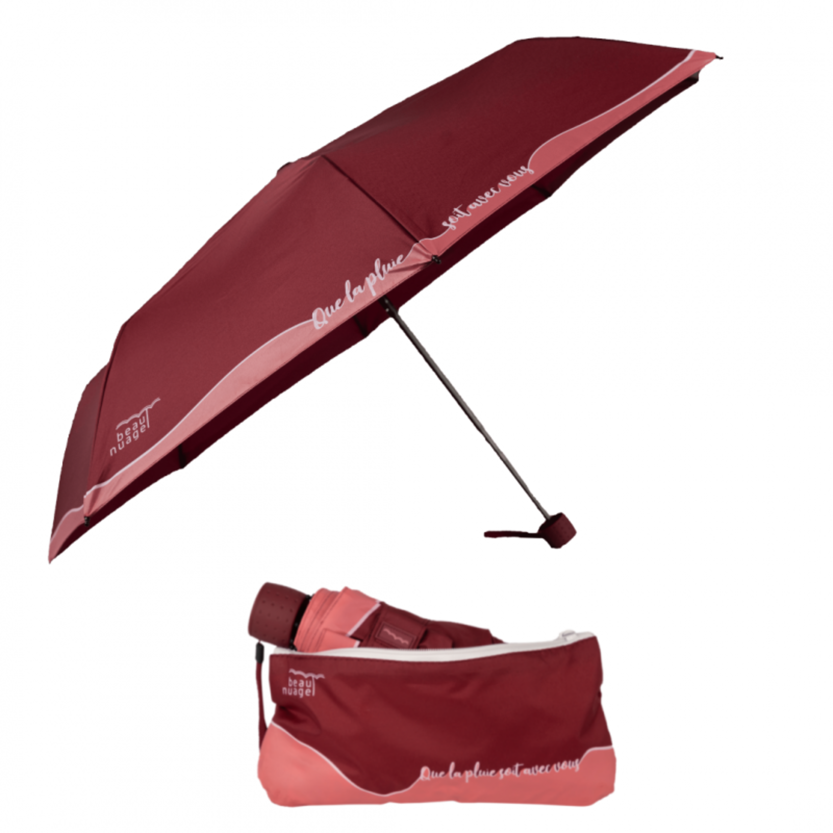 Beau Nuage Beau nuage – Parapluie éco-responsable - Le Mini - rouge grenat
