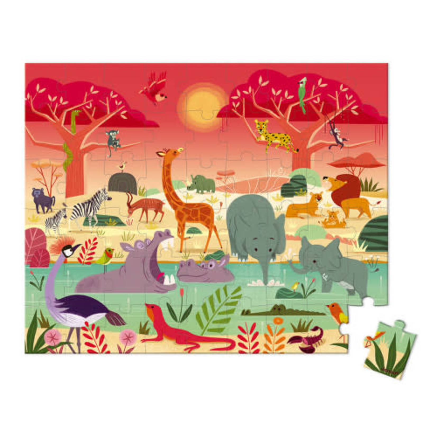 Janod Janod - puzzle  - la réserve animalière - 54 pièces