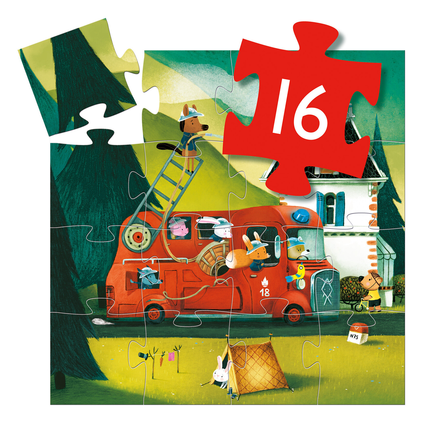 Djeco Djeco - puzzle silhouette - le camion de pompier - 16 pièces