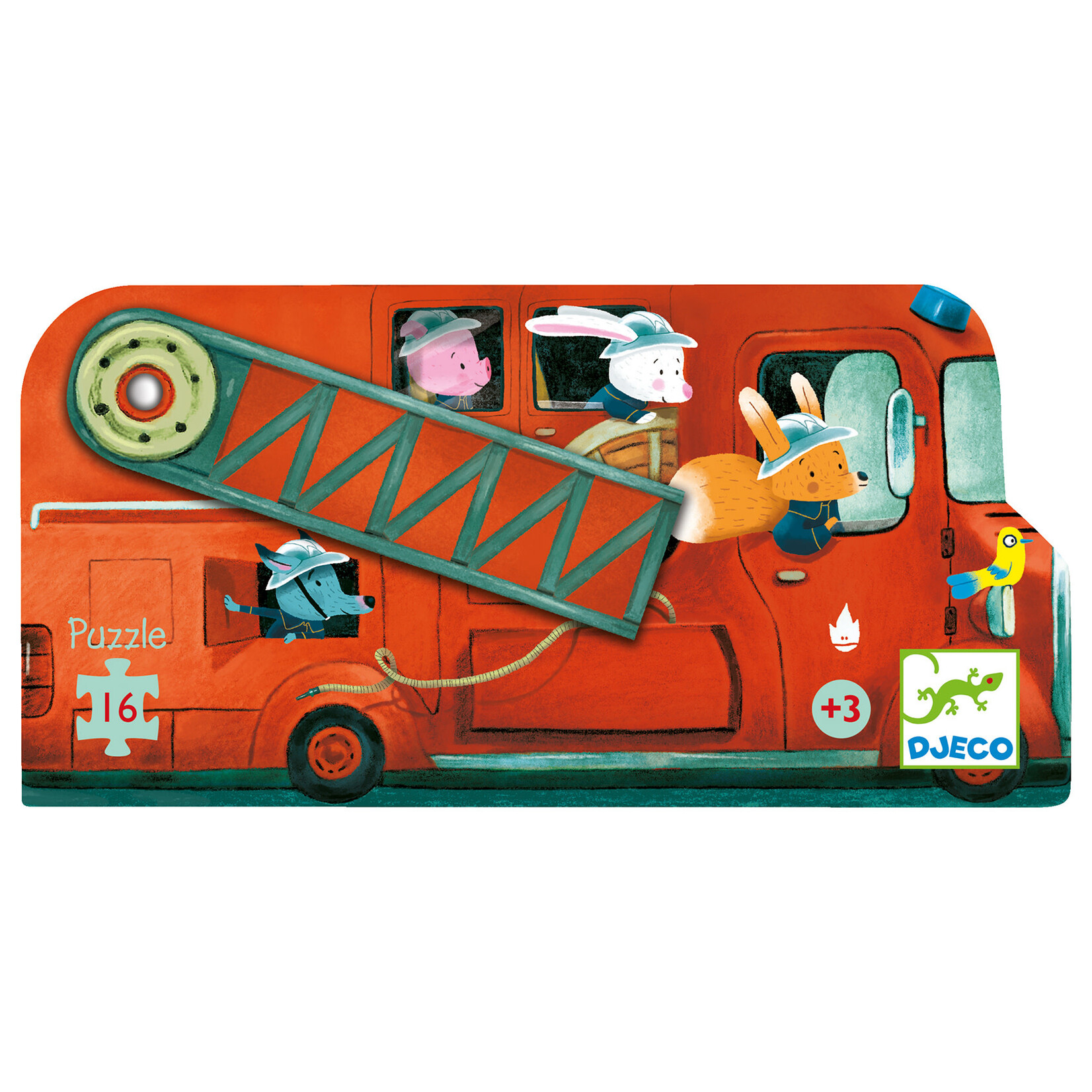 Djeco - puzzle silhouette - le camion de pompier - 16 pièces - Et