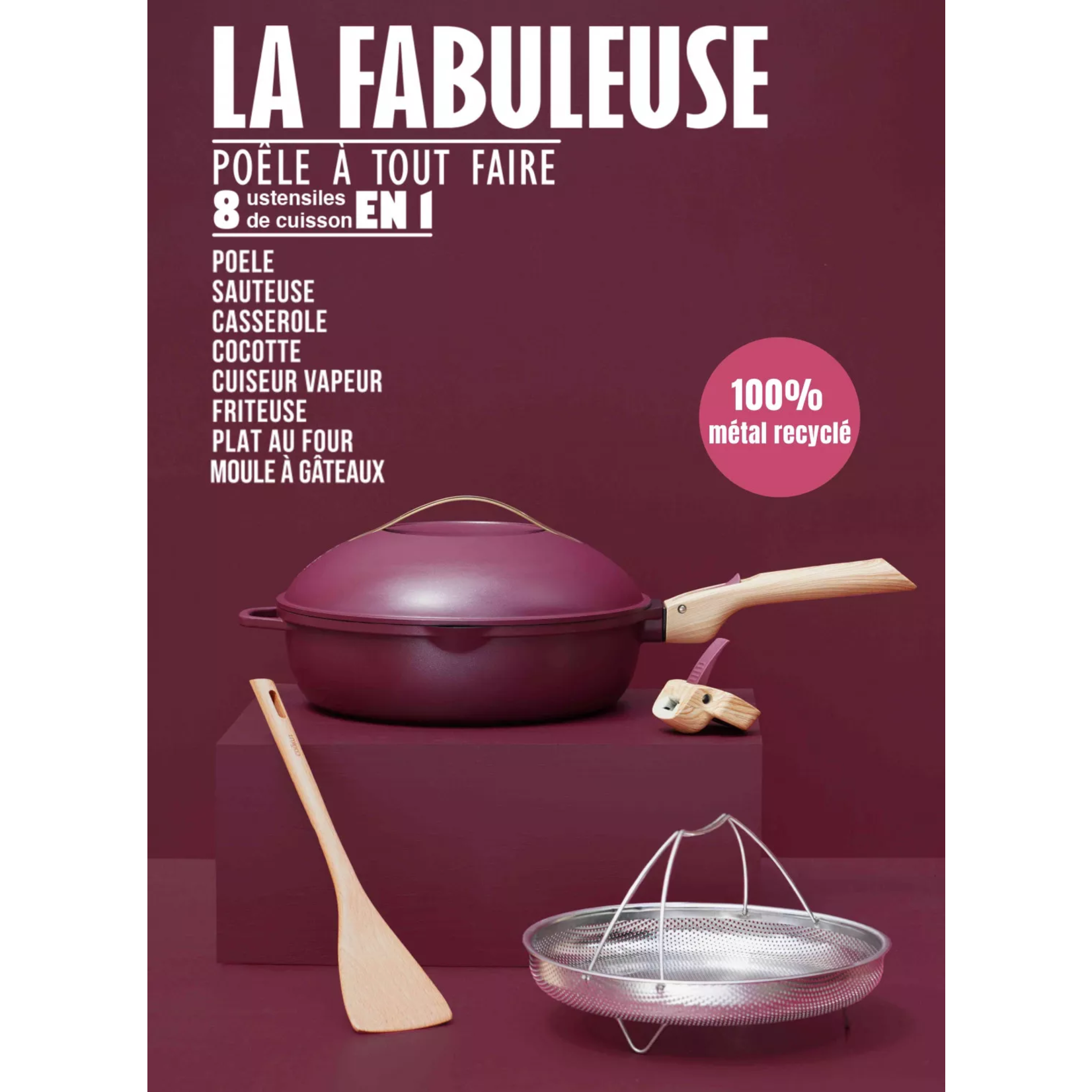 Cookut Cookut - la fabuleuse poêle 8 en 1 - 28 cm - rubis