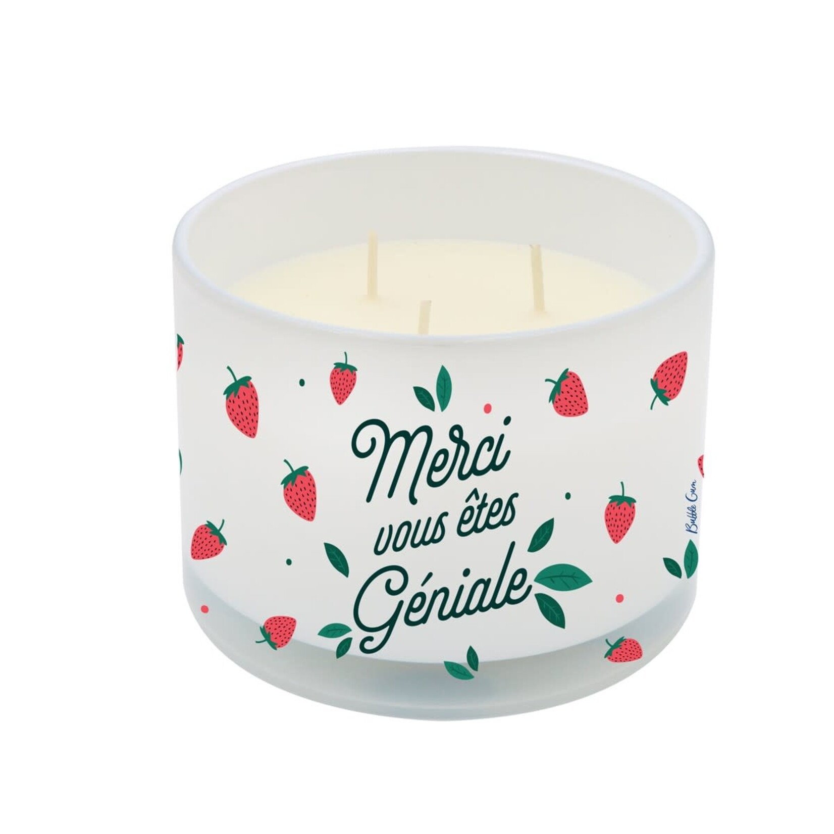 Bubble gum Bougie blanche 2 mèches - merci vous êtes géniale
