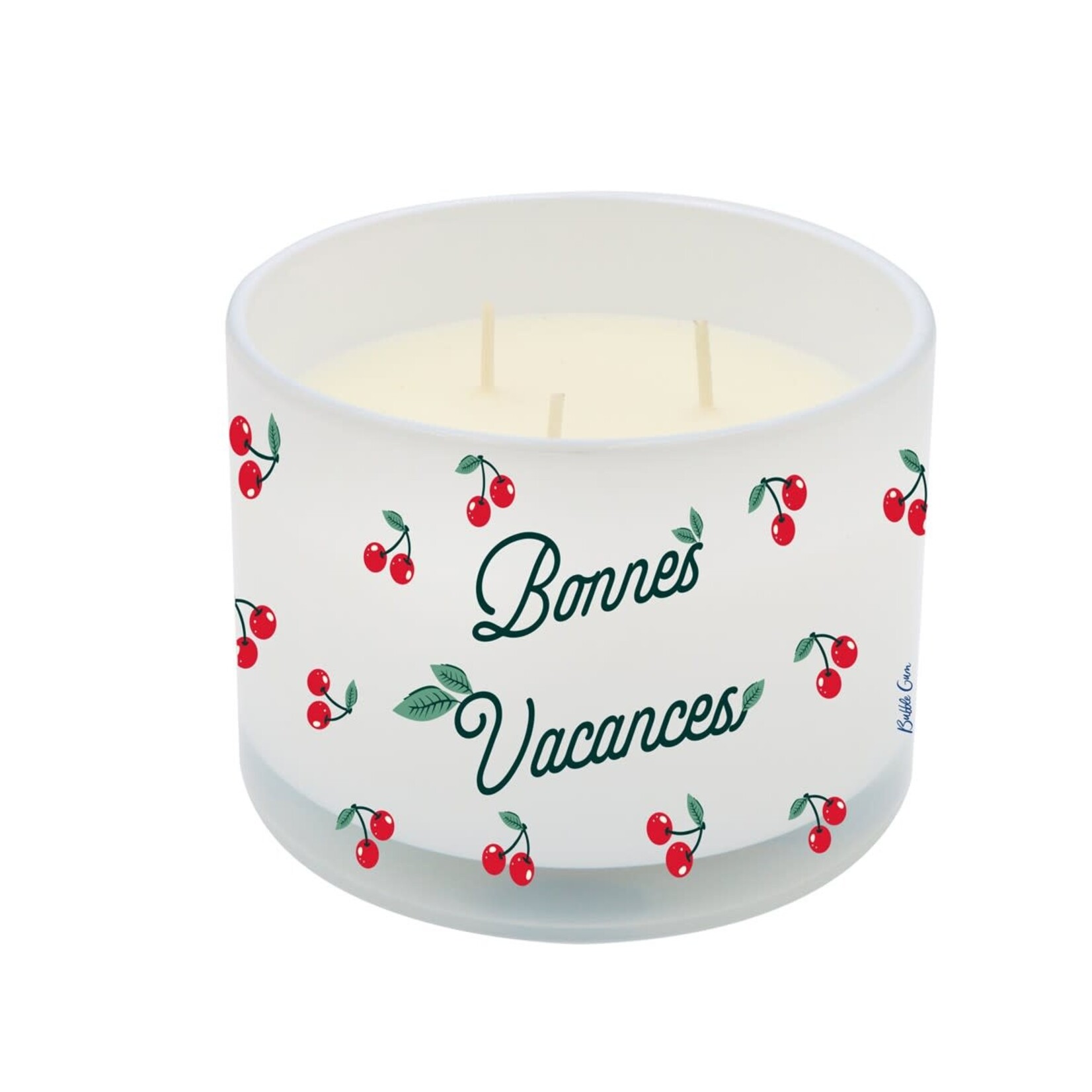 Bubble gum Bougie blanche 2 mèches - bonnes vacances