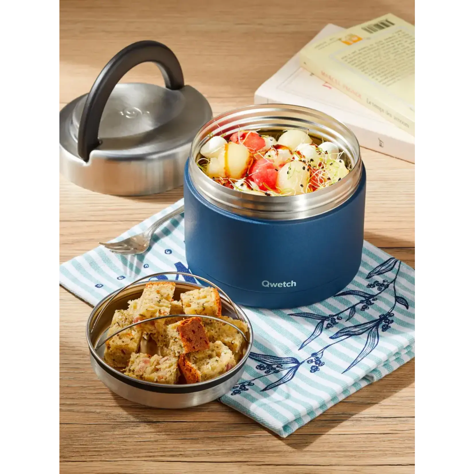 Qwetch Qwetch – boite repas isotherme avec poignée - bleu nuit – 650ml
