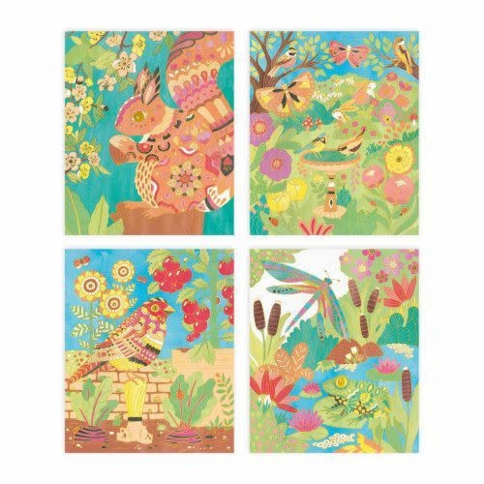 Janod Janod - kit créatif - tableaux dorés peinture aquarelle - jardin