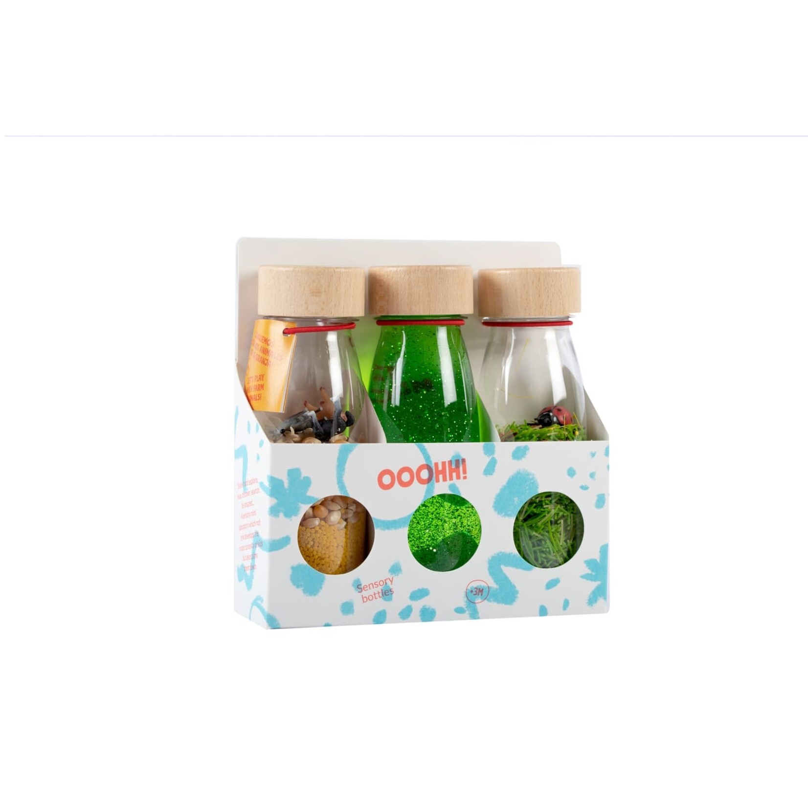 Petit Boum Petit boum – pack bouteilles sensorielles x3 – spy farm /  sound ladybirds / float green