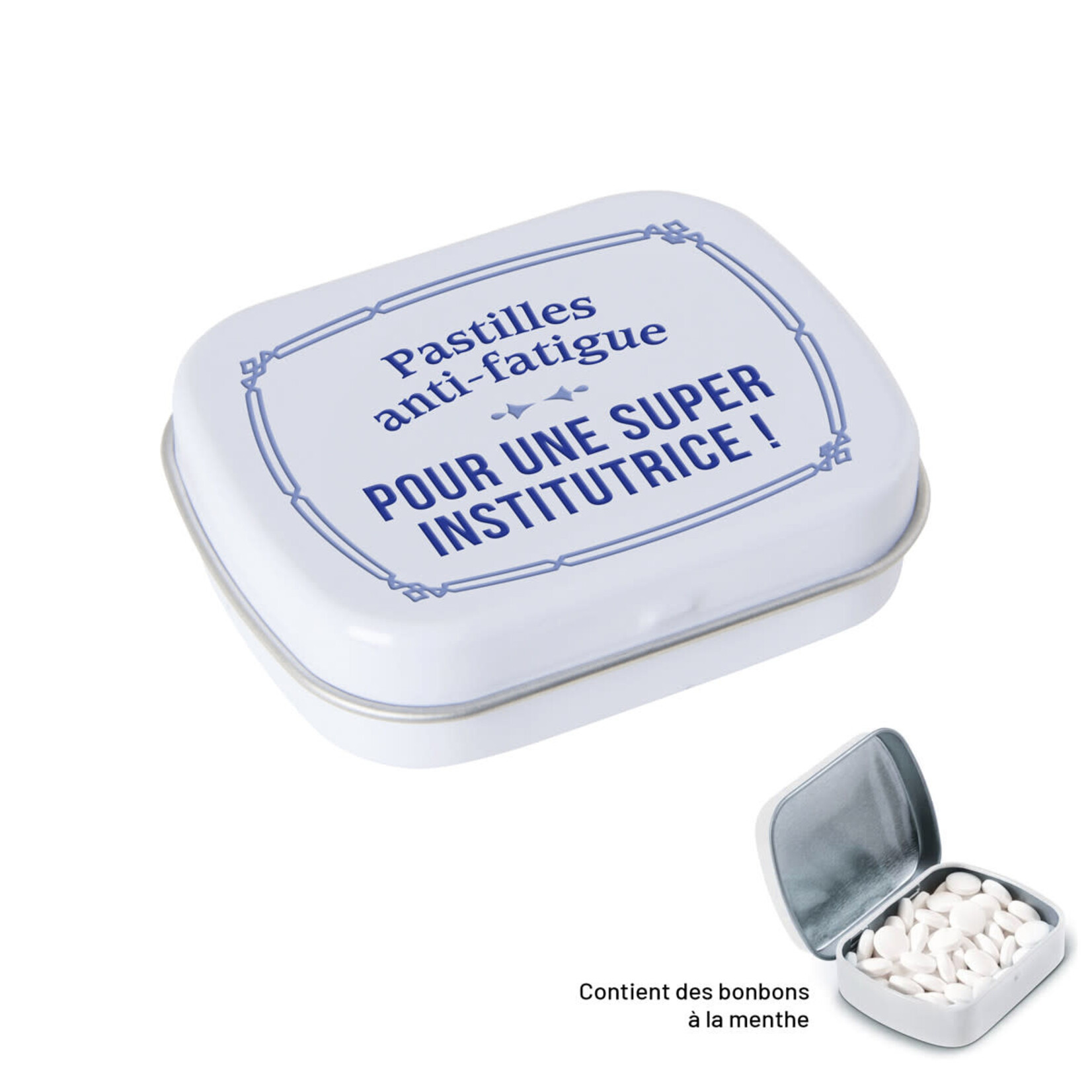 Bubble gum Boite à bonbons - pastilles anti-fatigue pour super institutrice