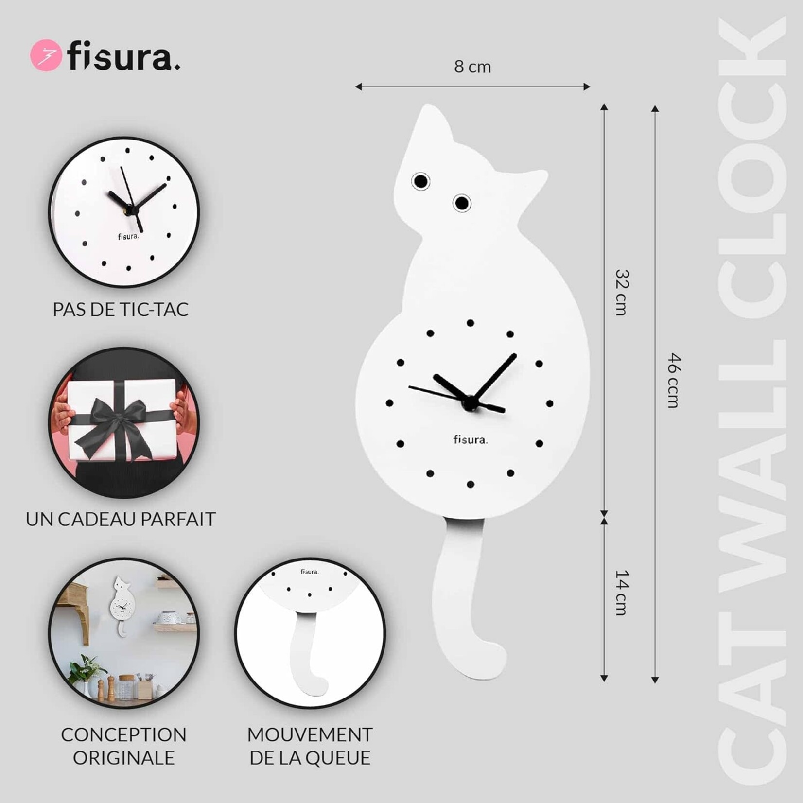 Fisura Fisura - horloge chat - blanc