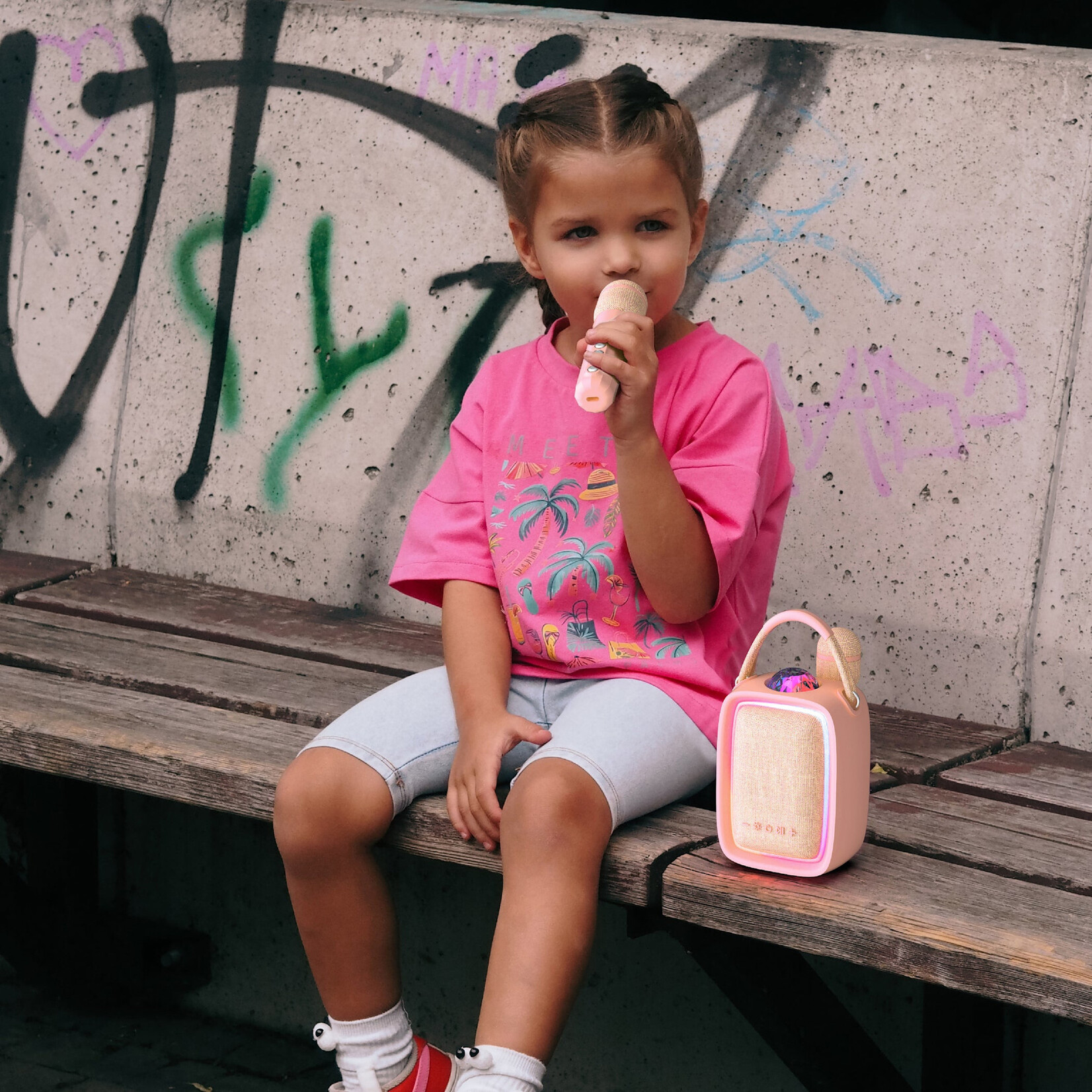 MOB MOB – enceinte / karaoké lumineuse - singy party - pink