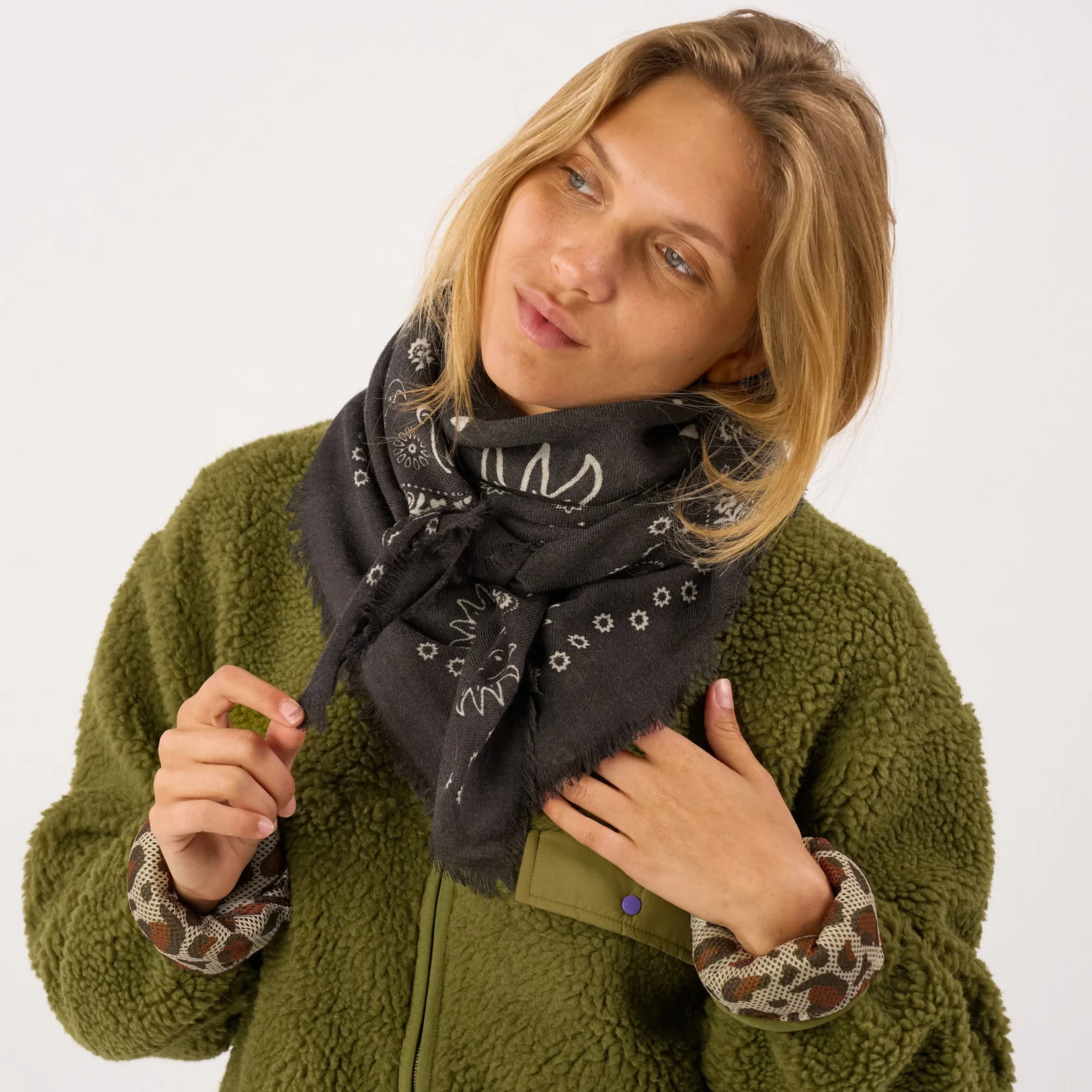 Billybelt Billybelt - foulard femme laine - Louise - gris anthracite