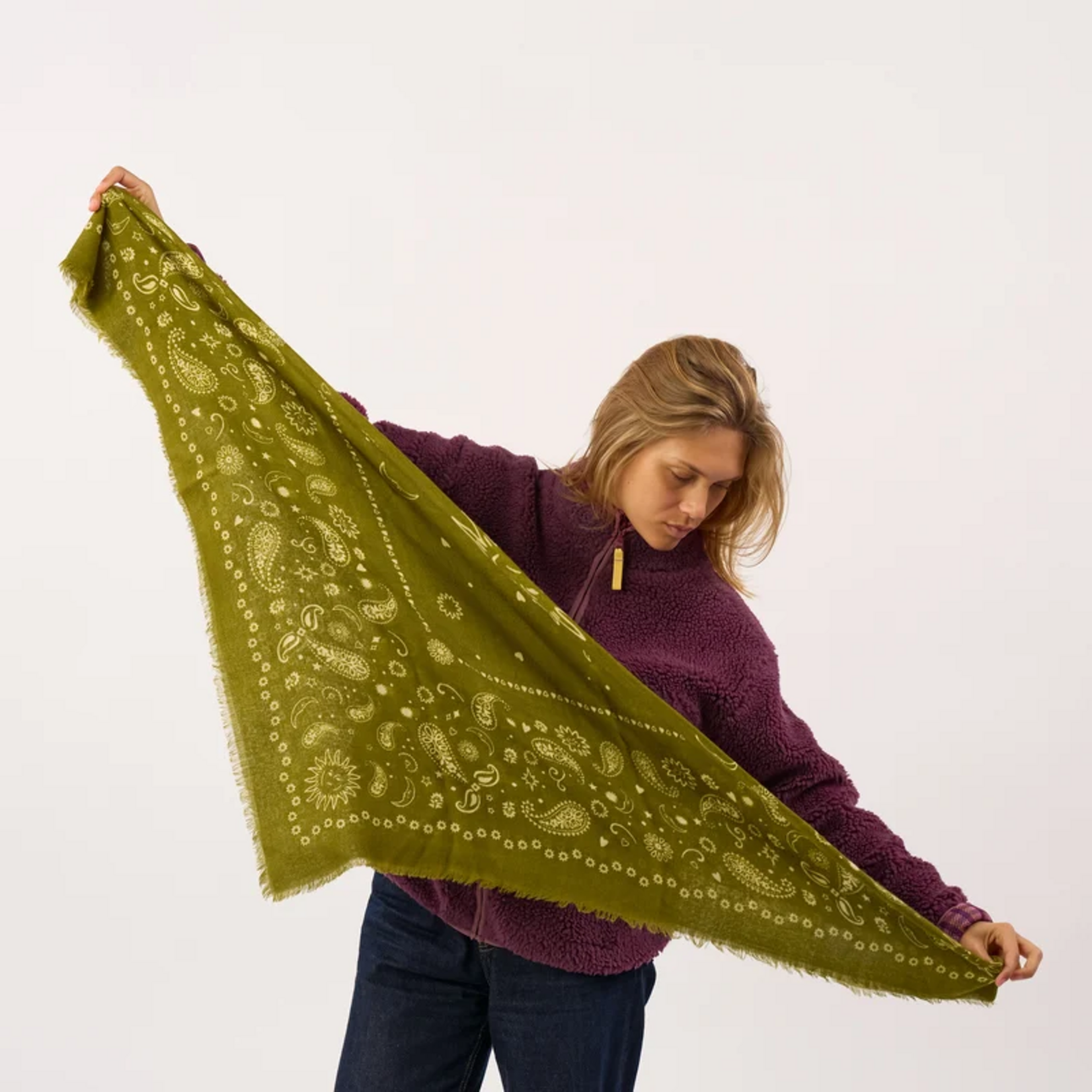 Billybelt Billybelt - foulard femme laine - Louise - kaki