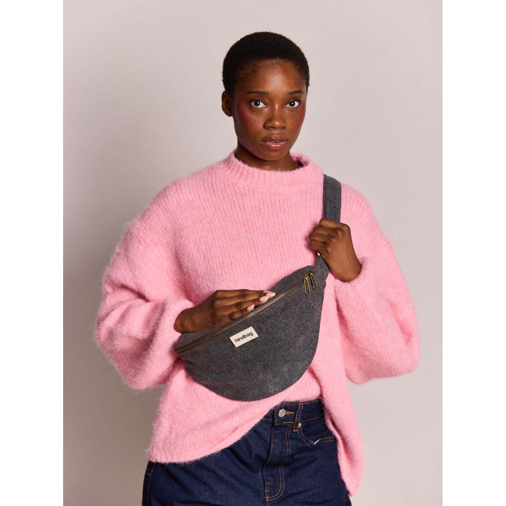Hindbag Hindbag - sac banane Sasha L - denim gris foncé