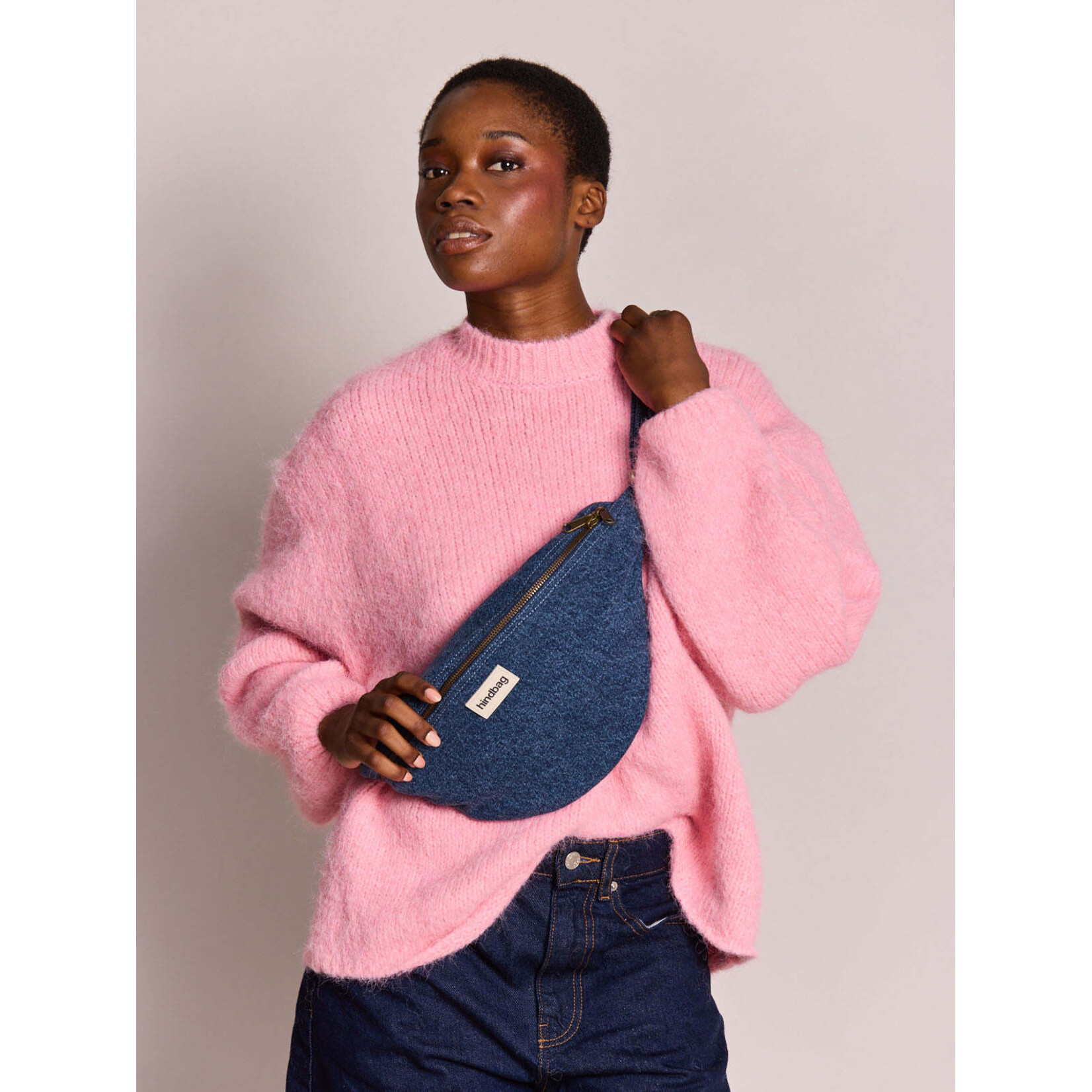 Hindbag Hindbag - sac banane Sasha L - denim bleu foncé