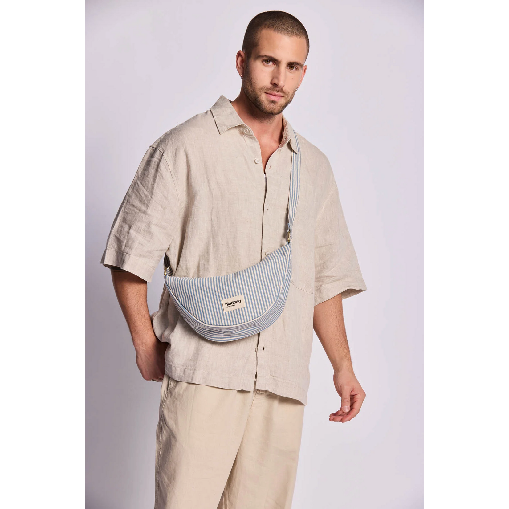 Hindbag Hindbag - sac banane Andrea - fines rayures - bleu