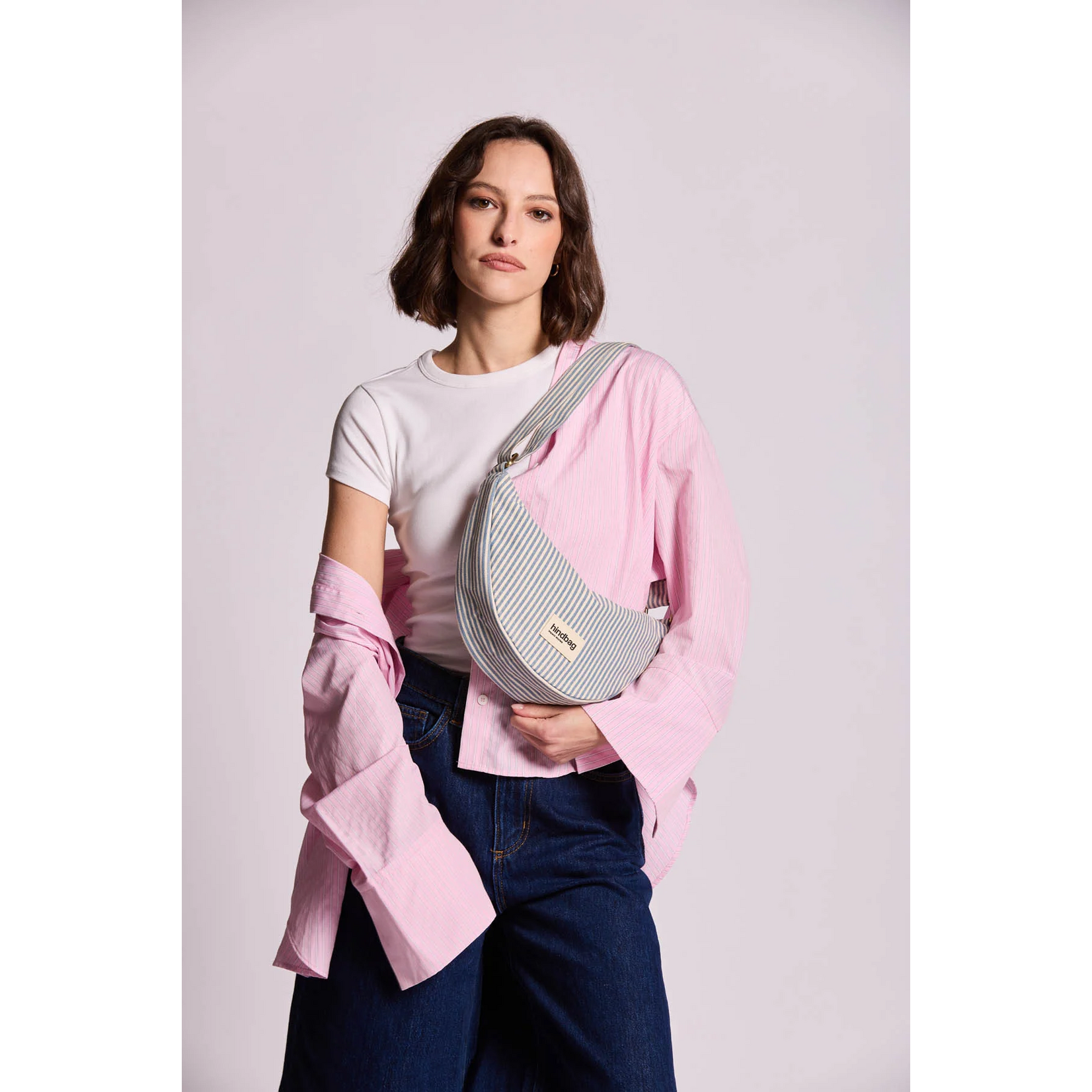 Hindbag Hindbag - sac banane Andrea - fines rayures - bleu