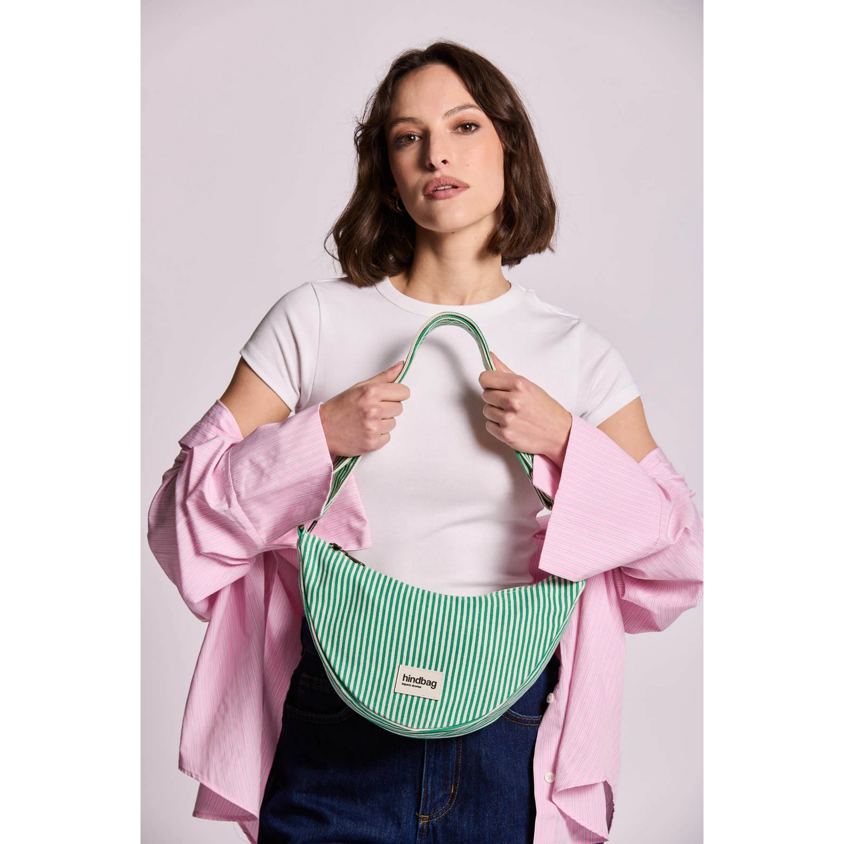 Hindbag Hindbag - sac banane Andrea - fines rayures - vert