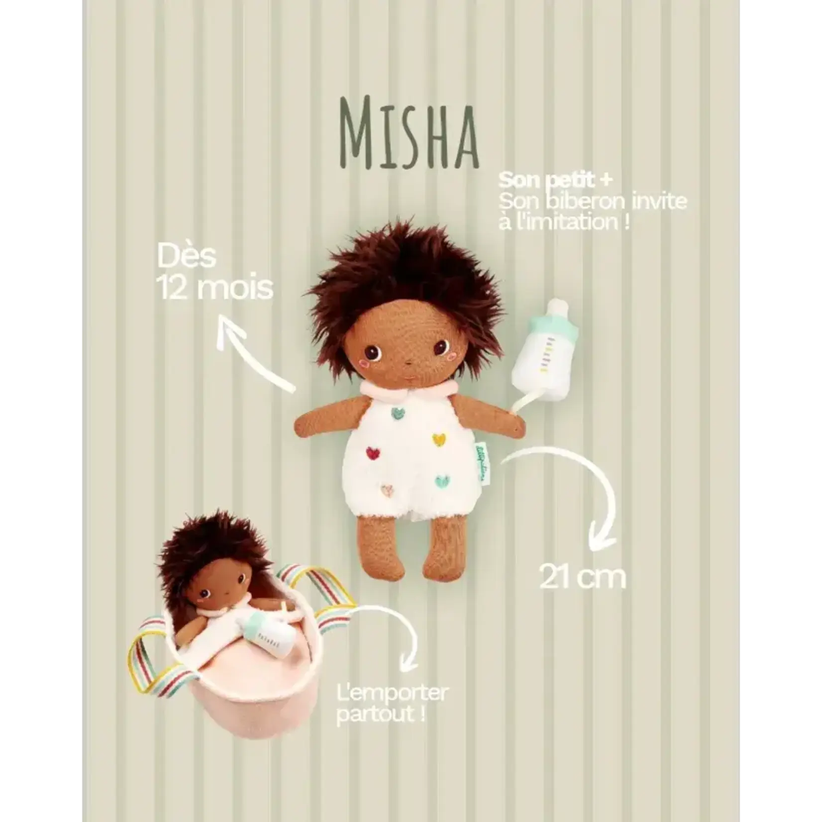 Lilliputiens Lilliputiens - poupée en tissu et son couffin - Misha - 21cm