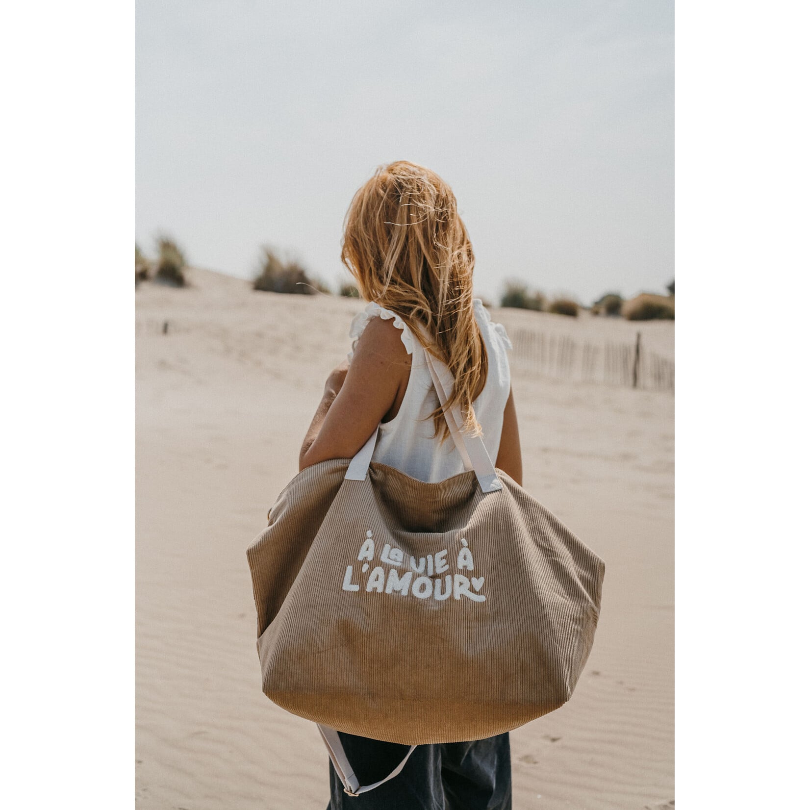 Zakuw Zakuw - sac cabas XL - velours beige - A la vie à l'amour
