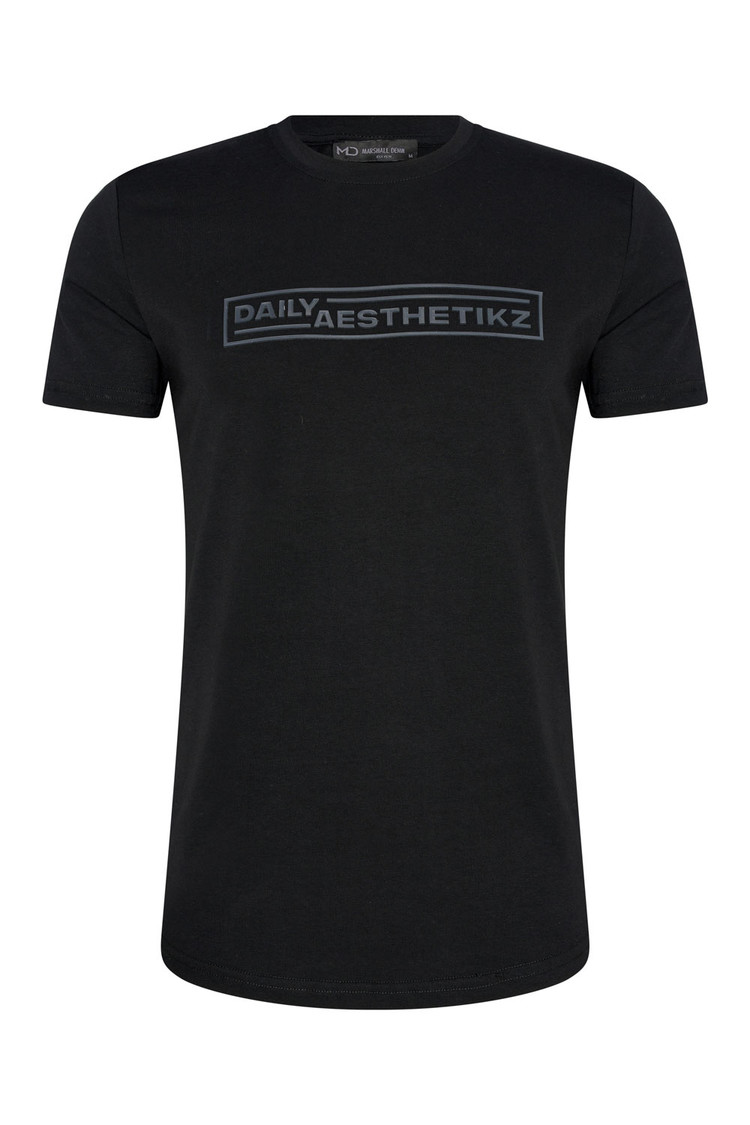 HEREN T-SHIRT ZWART MET PRINT