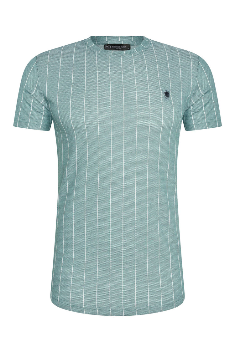 HEREN T-SHIRT GROEN MET STREEPJES