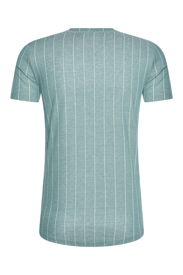 HEREN T-SHIRT GROEN MET STREEPJES